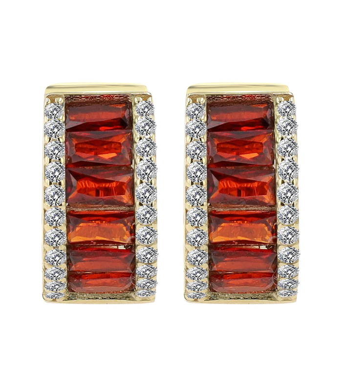 Créoles à cliquet en or 333 « Avala », or jaune, 8 carats, ornées de zirconias bleus - 2