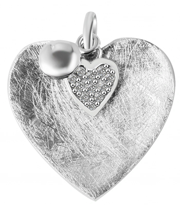 925/- Echt Silber Anhänger ohne Kette “Ava”, mattiertes Herz, 925/rhodiniert