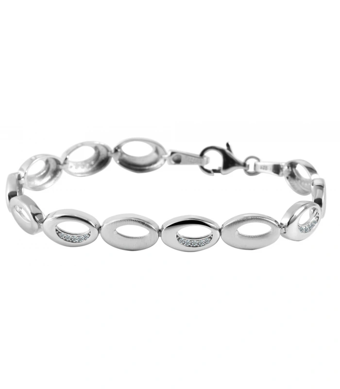 925/- Echt Silber Armband “Ammy”, Zirkoniabesatz, 925/rhodiniert