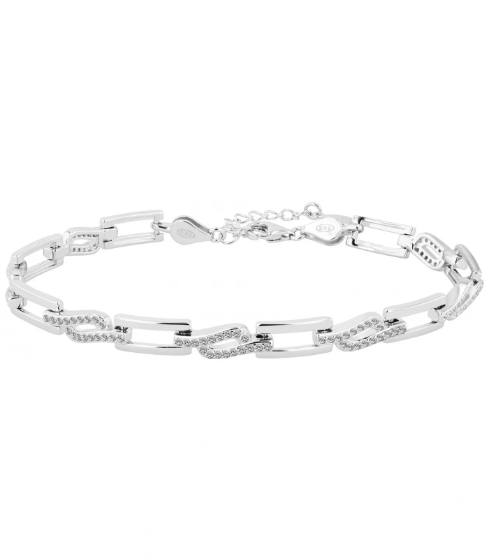 Bracelet en argent véritable 925/- « Bruna », 18 + 3 cm, rhodié