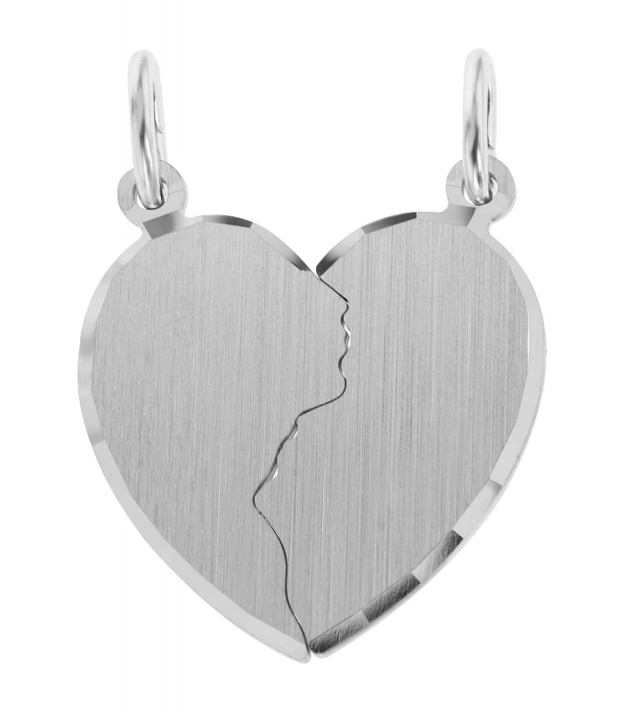 Pendentif d’amitié en argent véritable 925/- « Arias », cœur, mat/poli, rhodié