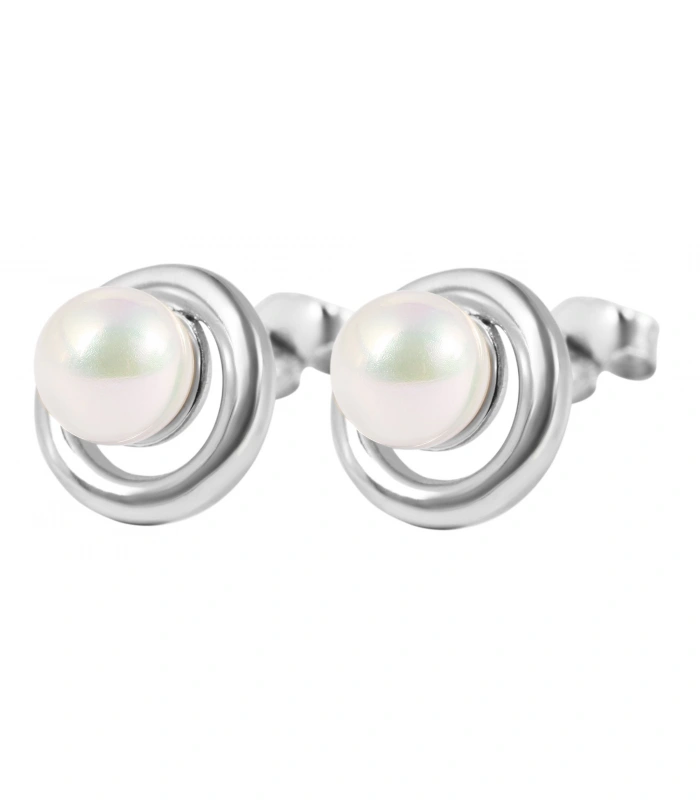 925/- Echt Silber Ohrstecker “Pippa” mit echter Süsswasserperle, 925/rhodiniert