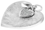 925/- Echt Silber Anhänger ohne Kette "Ava", mattiertes Herz, 925/rhodiniert