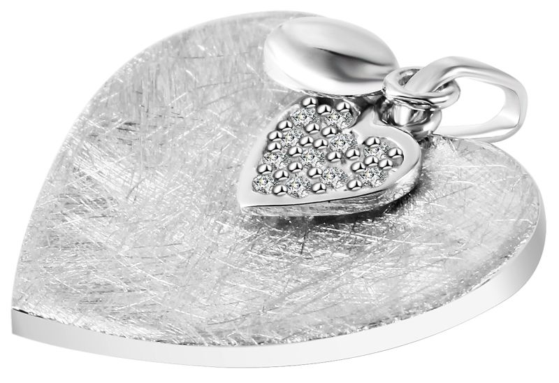 925/- Echt Silber Anhänger ohne Kette "Ava", mattiertes Herz, 925/rhodiniert 925/- Echt Silber Anhänger ohne Kette "Ava", mattiertes Herz, 925/rhodiniert
