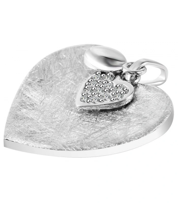 925/- Echt Silber Anhänger ohne Kette "Ava", mattiertes Herz, 925/rhodiniert