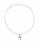 "Fiony" 925/- Echt Silber Armband, rhodiniert, Kreuzanhänger mit Zirkonia – Bild 3