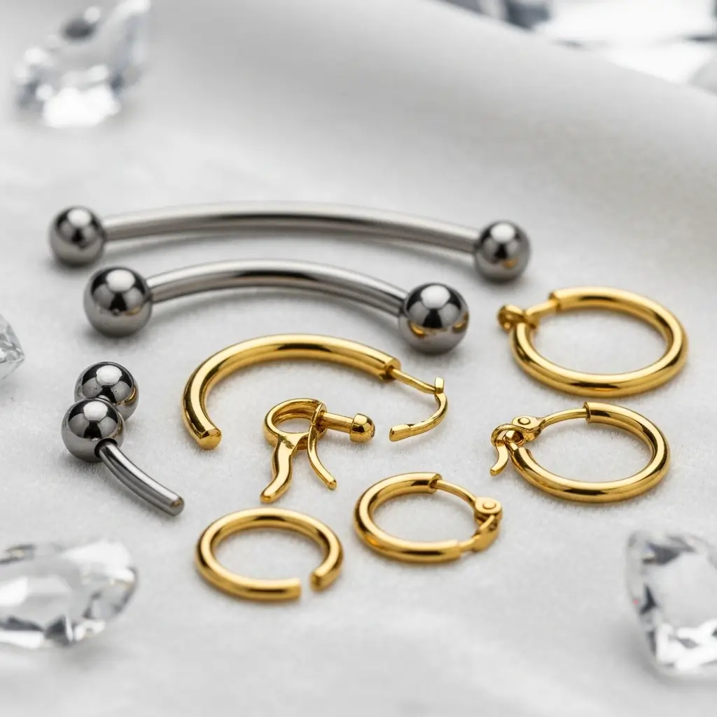 Piercings en acier chirurgical et or 14K – Oreille, nez, septum