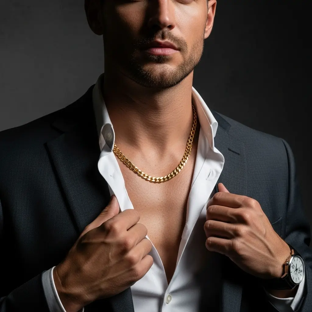 Google_AI_Studio_2025-10-10T14_02_37.287Z "Blake", Edelstahl Königskette, goldfarben, 60 cm – Bild 2