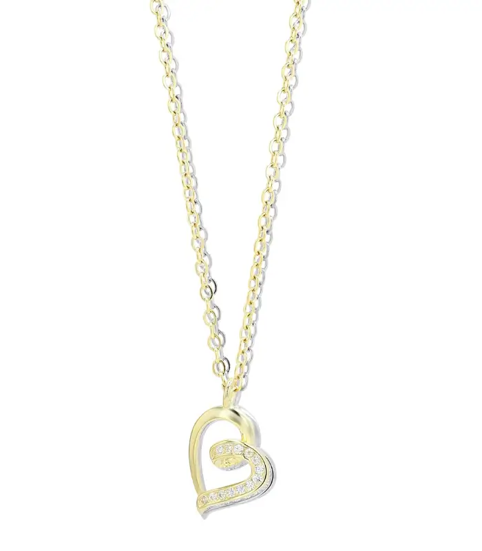 Untitled design (1) "Silly", Ankerkette & Herzanhänger, Zirkonia, Echtsilber, rhodiniert, 42+3 cm – Bild 3