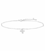 "Fiony" 925/- Echt Silber Armband, rhodiniert, Kreuzanhänger mit Zirkonia