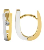 333/- Gold "Aleksi" Klapp-Creolen, U-Form, Zirkoniabesatz, bicolor (Gelb- & Weißgold), 8 Karat