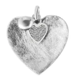 925/- Echt Silber Anhänger ohne Kette "Ava", mattiertes Herz, 925/rhodiniert
