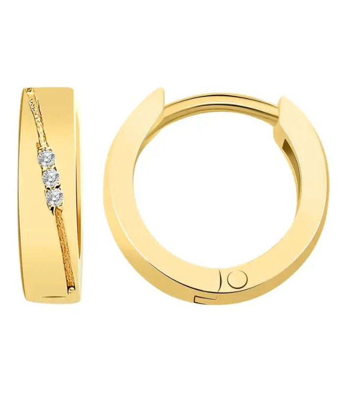 333/- Gold "Alvara" Klapp-Creolen, Zirkoniabesatz, Gelbgold, 8 Karat