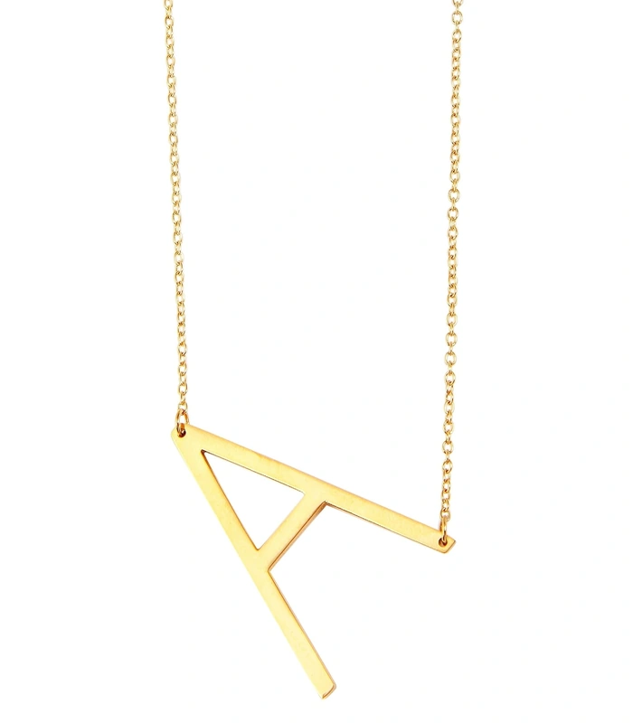 Chaîne à maillons « Anker » Akzent en acier inoxydable, couleur or, avec pendentif lettre, longueur 43+5 cm - 1