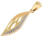 Gold Anhänger Blatt Aurelie aus 333er Gelbgold mit 12 Zirkonia Steinen