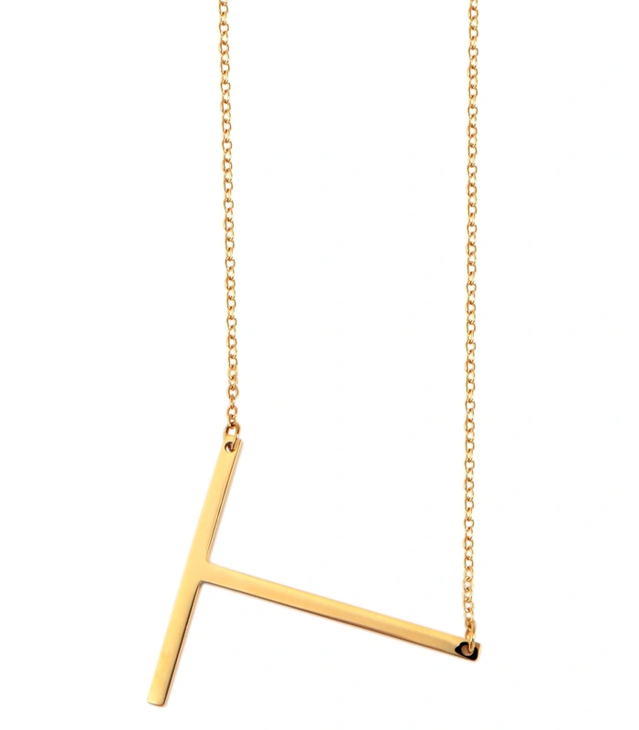 Chaîne à maillons « Anker » Akzent en acier inoxydable, couleur or, avec pendentif lettre, longueur 43+5 cm - 18