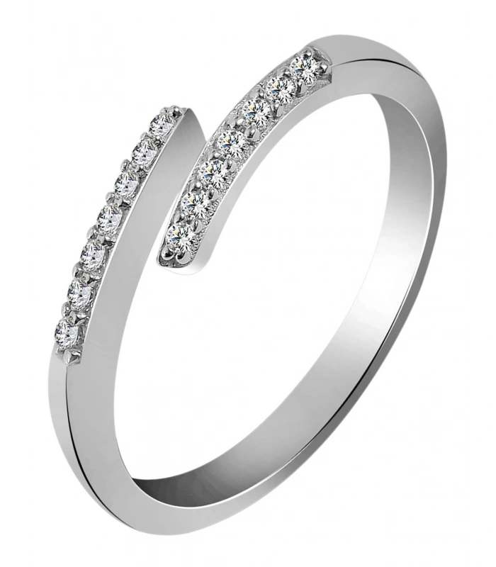 925/- Echt Silber Ring "Aril" mit Zirkoniabesatz, 925/rhodiniert