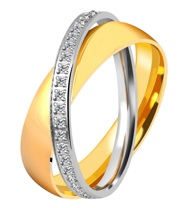 Bague partenaire pour femmes en acier inoxydable avec petites pierres