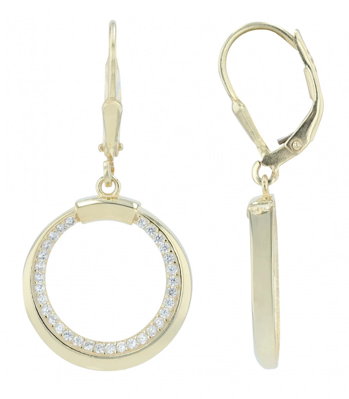 Boucles d’oreilles pendantes en argent véritable 925/- « Aylin » avec zirconias, dorées