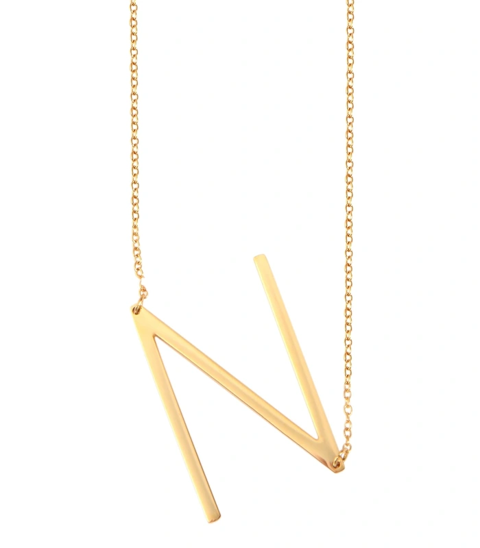 Chaîne à maillons « Anker » Akzent en acier inoxydable, couleur or, avec pendentif lettre, longueur 43+5 cm - 14