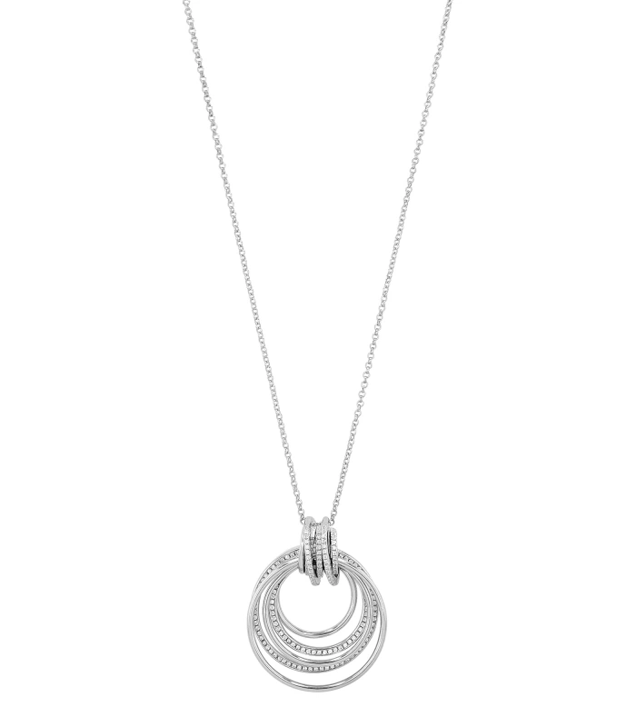 Collier en argent véritable 925/- « Tessy » avec pendentif, strass, de couleur argentée, 42 + 3 cm