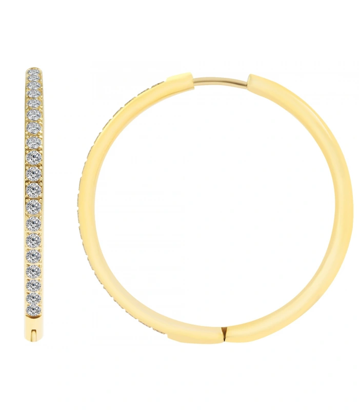 Créoles « Maurila » Medium Ø 30 mm, acier inoxydable, ornées de strass