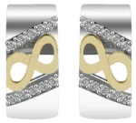 925/- Echt Silber Klapp-Creolen Ariela mit Zirkoniabesatz, "Infinity", bicolor, 925/rhodiniert – Bild 2