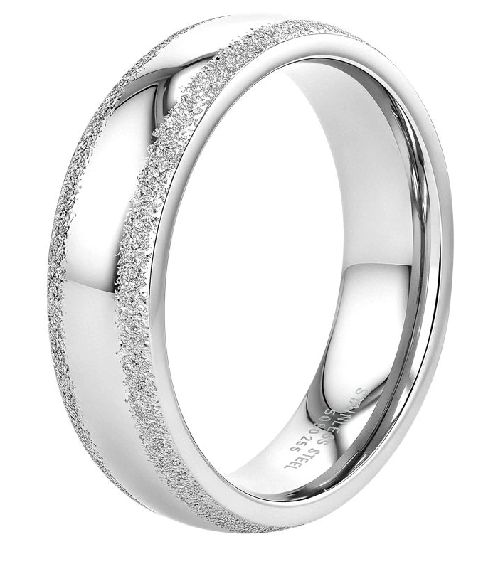 Bague de fiançailles/mariage pour homme "EwigZwei" – Acier inoxydable, strass, argenté, T58