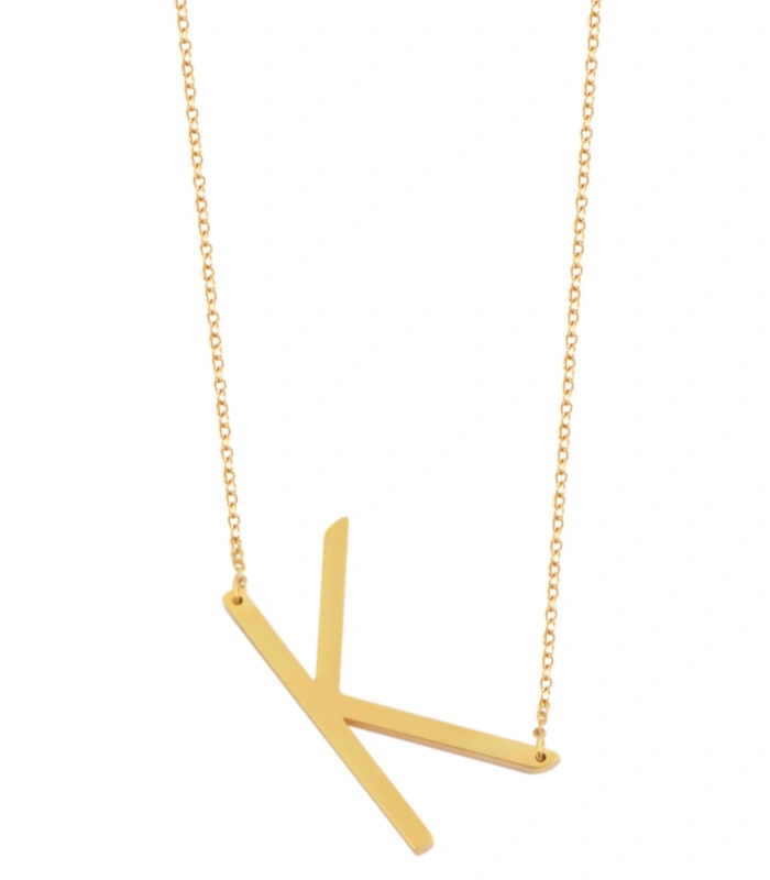 Chaîne à maillons « Anker » Akzent en acier inoxydable, couleur or, avec pendentif lettre, longueur 43+5 cm - 11