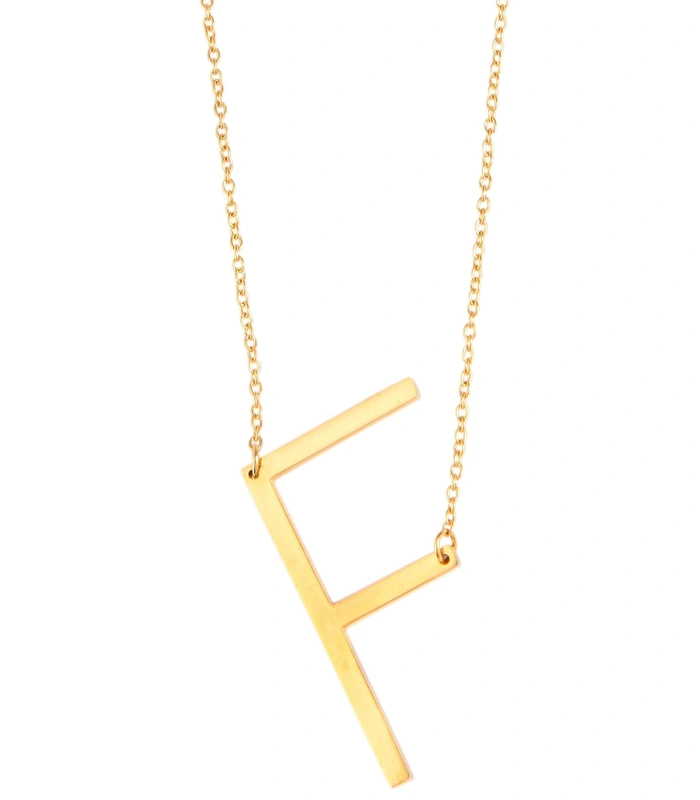 Chaîne à maillons « Anker » Akzent en acier inoxydable, couleur or, avec pendentif lettre, longueur 43+5 cm - 6