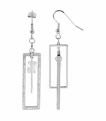 Lange geometrische Ohrringe aus Edelstahl goldfarben mit Strasssteinen