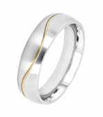 Herren Partnerring aus Edelstahl Bicolor mit goldener Welle