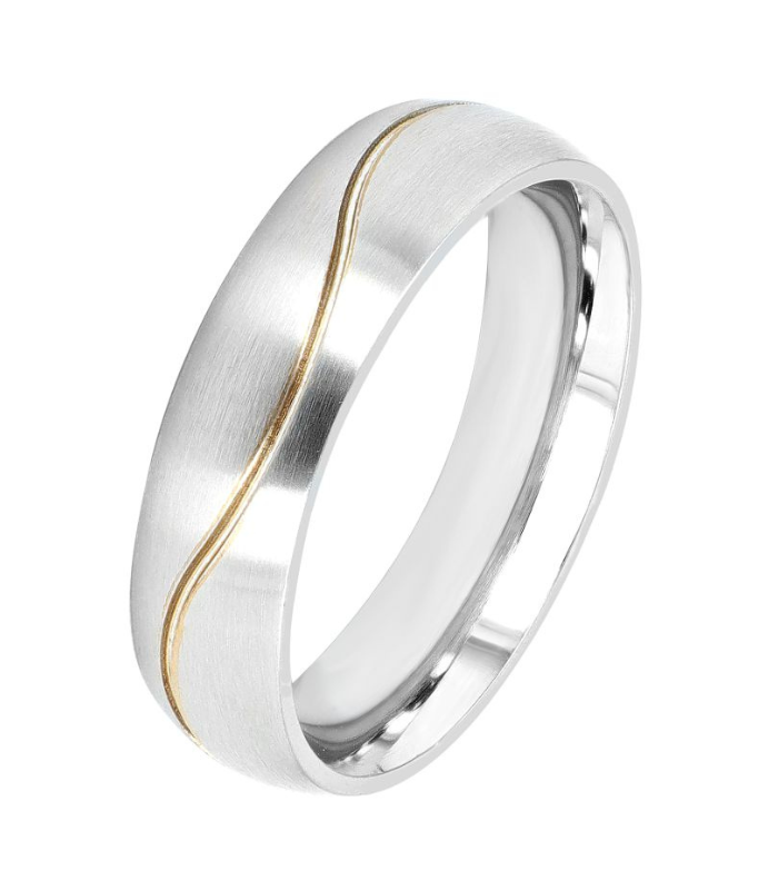 „Exotic Wave“ Herren-Partnerring, Akzent. Edelstahl, bicolor (silberfarben/ goldfarben)