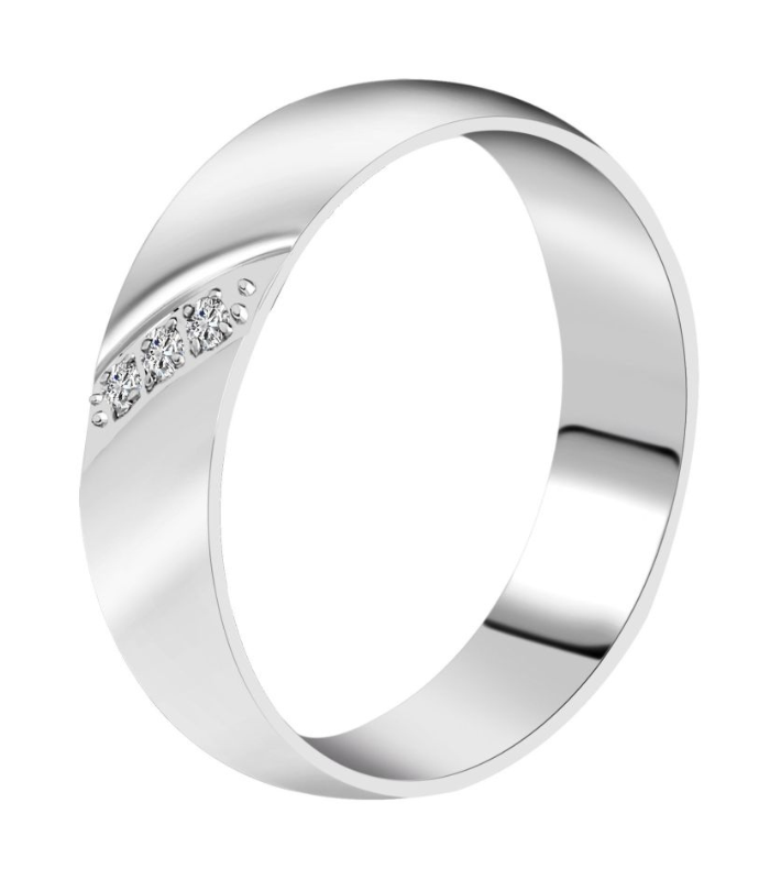 Klassischer Partnerring Edelstahl Damen silberfarben mit Steinen