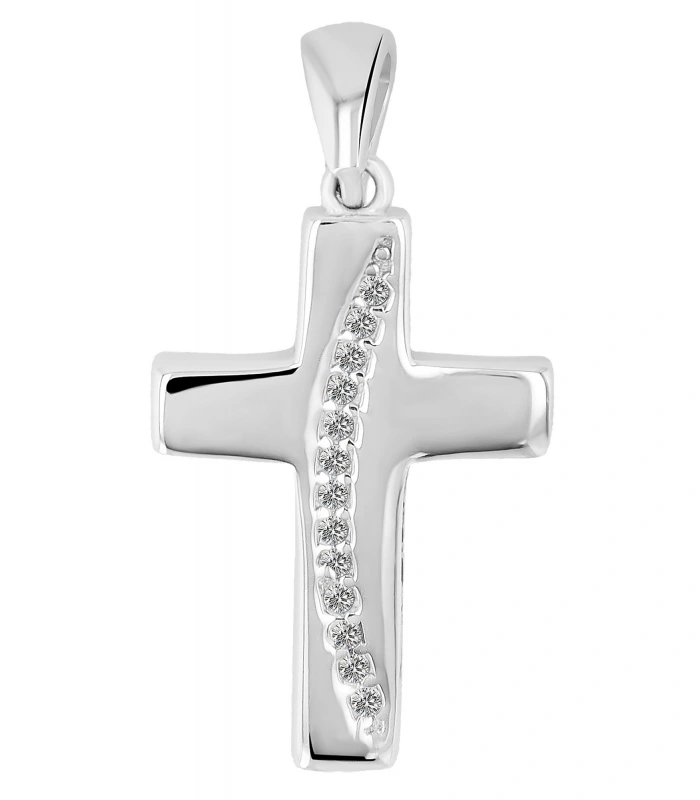 Pendentif en argent véritable 925/rh « Dine » – croix, avec zirconias (sans chaîne)