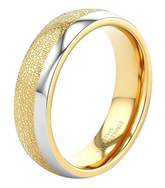 Bague homme TwoOne Akzent, acier inoxydable bicolore, finition givrée, taille 58
